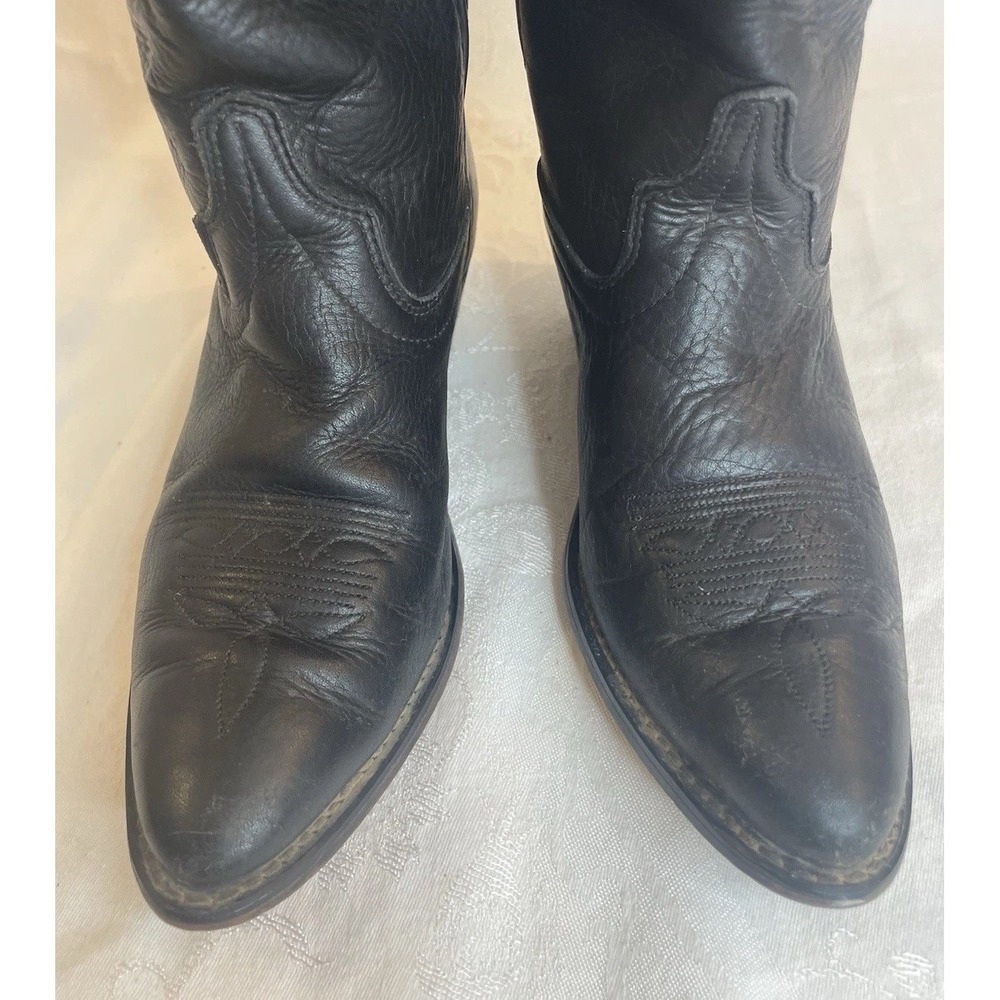 Laredo Womens Cowboy Boots Size 7 Black Leather Vintage Made in USA - Picture 5 of 10